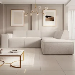 Meubella - Hoekbank Monet - Beige - Teddystof - Boucle - Rechts