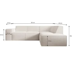 Meubella - Hoekbank Monet - Beige - Teddystof - Boucle - Rechts