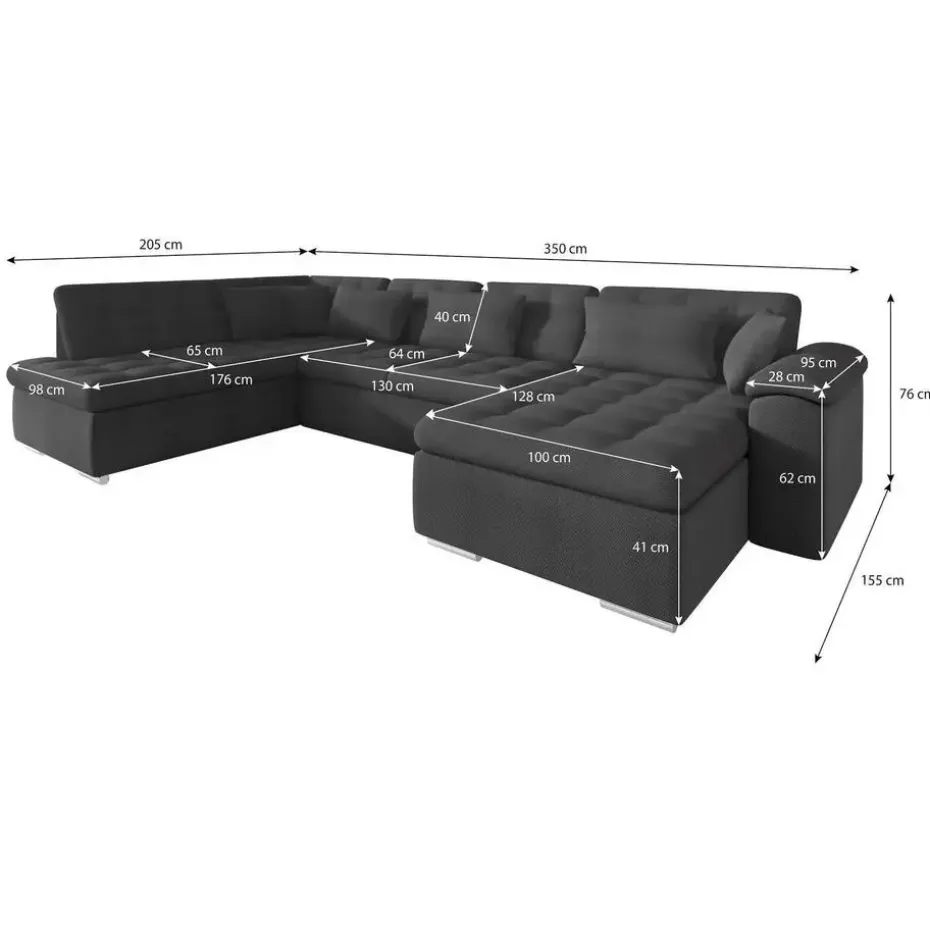 Meubella - Hoekbank Nicoreta - Grijs - Stof - Rechts