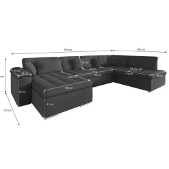 Meubella - Hoekbank Nicoreta - Grijs - Stof - Links