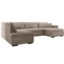 Meubella - Hoekbank Nicoreta - Bruin ribstof - Rechts