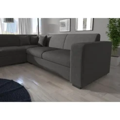 Meubella - Hoekbank Santana - Grijs - Velvet - Links