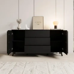 Meubella - Hydra - Dressoir - Zwart - 150x40x78 cm