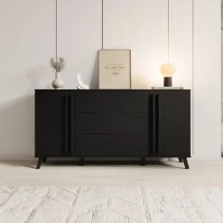 Meubella - Hydra - Dressoir - Zwart - 150x40x78 cm