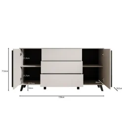 Meubella - Hydra - Dressoir - Zwart - 150x40x78 cm
