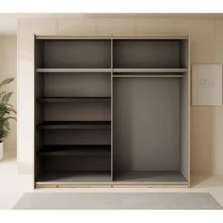 Meubella - Kledingkast Adyson - Eiken - 220 cm - Met spiegel