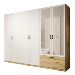 Meubella - Kledingkast Audrey - Wit - 270 cm - Met spiegel