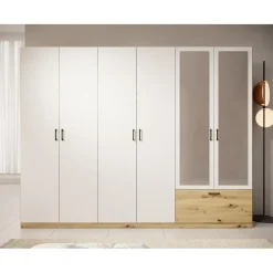 Meubella - Kledingkast Audrey - Wit - 270 cm - Met spiegel