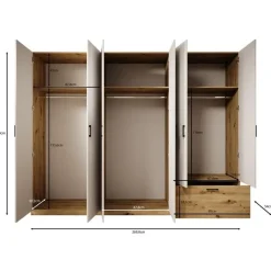 Meubella - Kledingkast Audrey - Wit - 270 cm - Met spiegel