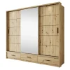 Meubella - Kledingkast Autumn - Eiken - 250 cm - Met spiegel