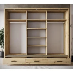 Meubella - Kledingkast Autumn - Eiken - 250 cm - Met spiegel