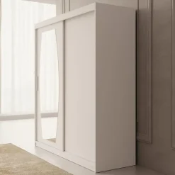 Meubella - Kledingkast Azai - Wit - 180 cm - Met spiegel