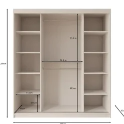 Meubella - Kledingkast Azai - Wit - 180 cm - Met spiegel