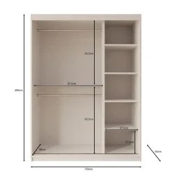 Meubella - Kledingkast Azai - Beige - 150 cm - Met spiegel