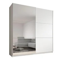 Meubella - Kledingkast Azrael - Wit - 200 cm - Met spiegel