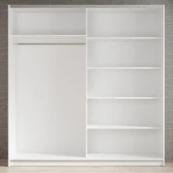 Meubella - Kledingkast Azrael - Wit - 200 cm - Met spiegel