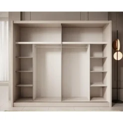 Meubella - Kledingkast Azul - Beige - 251 cm - Met spiegel