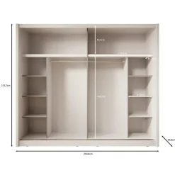 Meubella - Kledingkast Azul - Beige - 251 cm - Met spiegel