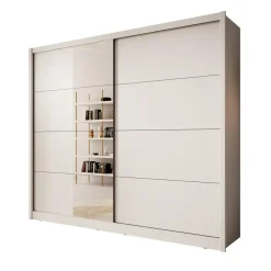 Meubella - Kledingkast Azul - Wit - 251 cm - Met spiegel