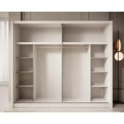 Meubella - Kledingkast Azul - Wit - 251 cm - Met spiegel