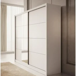 Meubella - Kledingkast Azul - Wit - 251 cm - Met spiegel