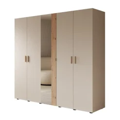 Meubella - Kledingkast Bahia - Beige - 224 cm - Met spiegel