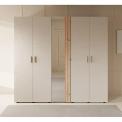 Meubella - Kledingkast Bahia - Beige - 224 cm - Met spiegel