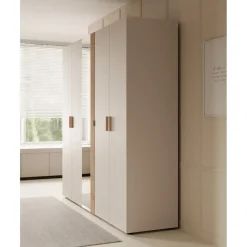Meubella - Kledingkast Bahia - Beige - 224 cm - Met spiegel