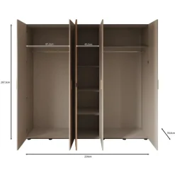 Meubella - Kledingkast Bahia - Beige - 224 cm - Met spiegel