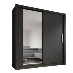 Meubella - Kledingkast Bazarre - Grijs - 205 cm - Met spiegel