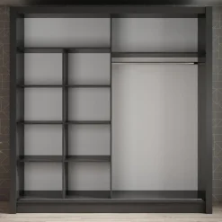 Meubella - Kledingkast Bazarre - Grijs - 205 cm - Met spiegel