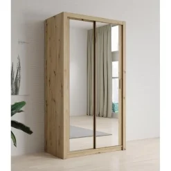 Meubella - Kledingkast Blake - Eiken - 120 cm - Met spiegel