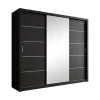 Meubella - Kledingkast Blake - Mat Zwart - 250 cm - Met spiegel