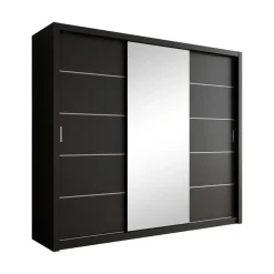Meubella - Kledingkast Blake - Mat Zwart - 250 cm - Met spiegel
