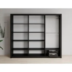 Meubella - Kledingkast Blake - Mat Zwart - 250 cm - Met spiegel