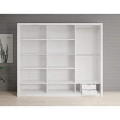 Meubella - Kledingkast Blake - Wit - 250 cm - Met spiegel