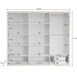 Meubella - Kledingkast Blake - Wit - 250 cm - Met spiegel
