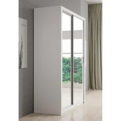 Meubella - Kledingkast Blake - Wit - 150 cm - Met spiegel