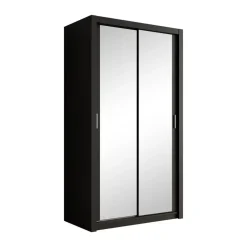 Meubella - Kledingkast Blake - Mat Zwart - 120 cm - Met spiegel
