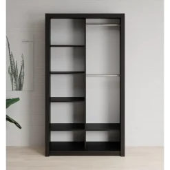 Meubella - Kledingkast Blake - Mat Zwart - 120 cm - Met spiegel