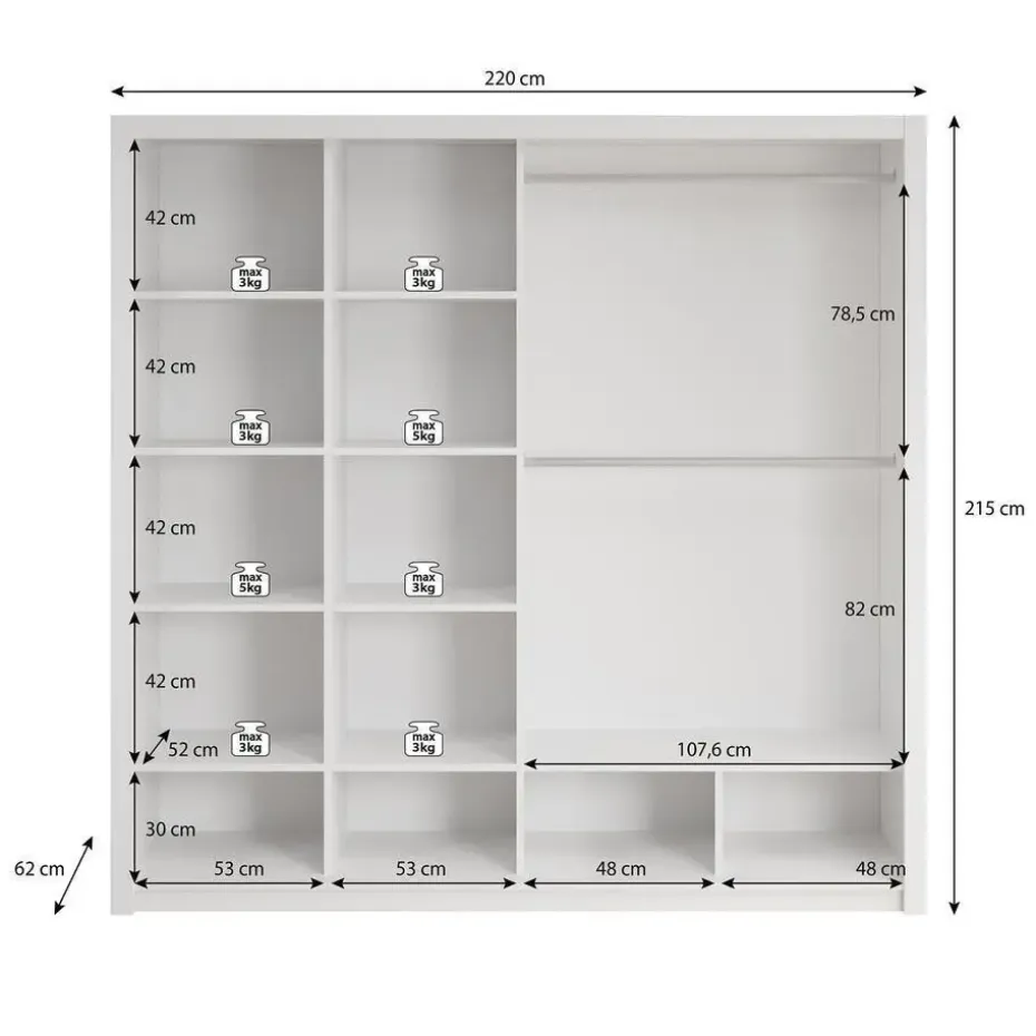 Meubella - Kledingkast Blake - Mat Zwart - 220 cm