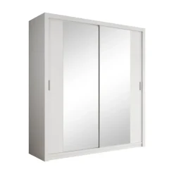 Meubella - Kledingkast Blake - Wit - 200 cm - Met spiegel