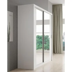 Meubella - Kledingkast Blake - Wit - 200 cm - Met spiegel