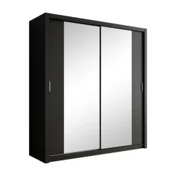 Meubella - Kledingkast Blake - Mat Zwart - 200 cm - Met spiegel