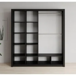 Meubella - Kledingkast Blake - Mat Zwart - 200 cm - Met spiegel