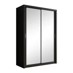 Meubella - Kledingkast Blake - Mat Zwart - 150 cm - Met spiegel