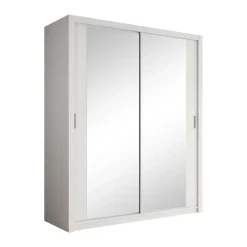 Meubella - Kledingkast Blake - Wit - 180 cm - Met spiegel