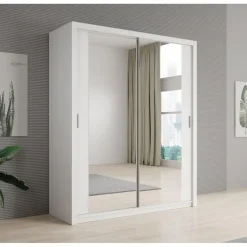 Meubella - Kledingkast Blake - Wit - 180 cm - Met spiegel