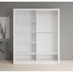 Meubella - Kledingkast Blake - Wit - 180 cm - Met spiegel