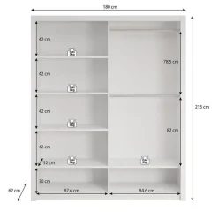 Meubella - Kledingkast Blake - Wit - 180 cm - Met spiegel